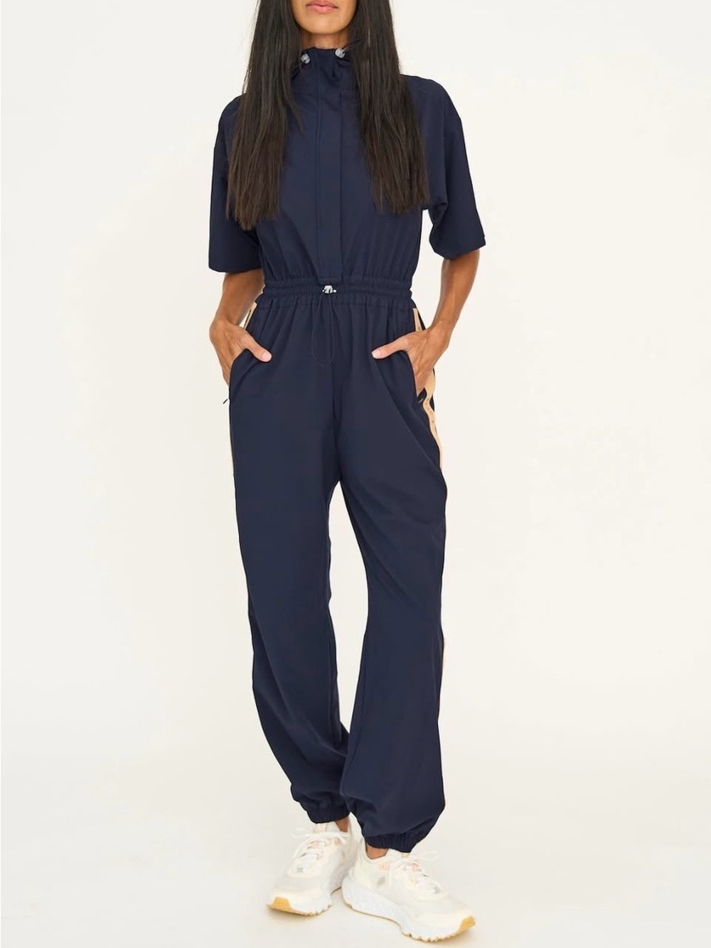 NEW Byrdie Golf Social Wear greystone Jumpsuit In Navy Sz Large